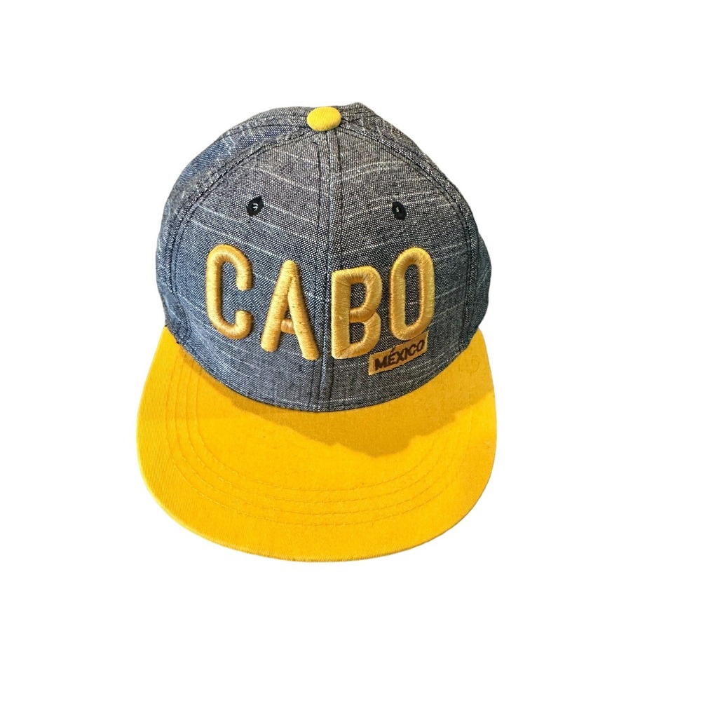 Cabo San Lucas Mexico Hat Snapback Embroidered New Adjustable Gray And Yellow
